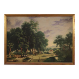 Italian countryside landscape painting oil on canvas from 20th century