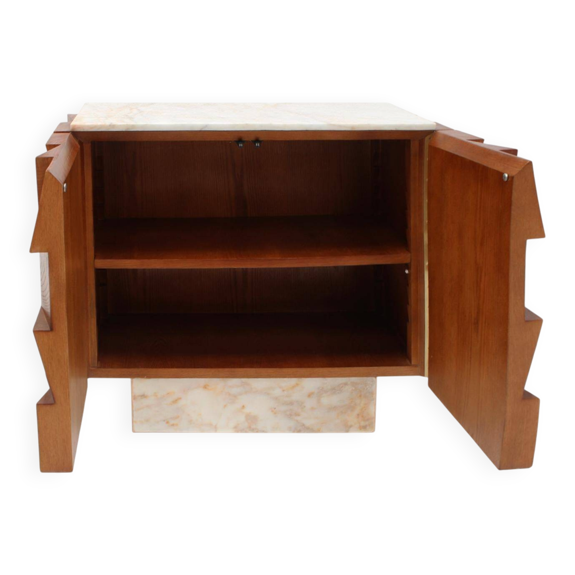 Contemporary Modern Pair of Sideboards in Wood and Siena Marble Top, Italy