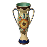 Amphora Vase Ceramic Gouda Holland - Rubens hand painted flower motif - Model 1035