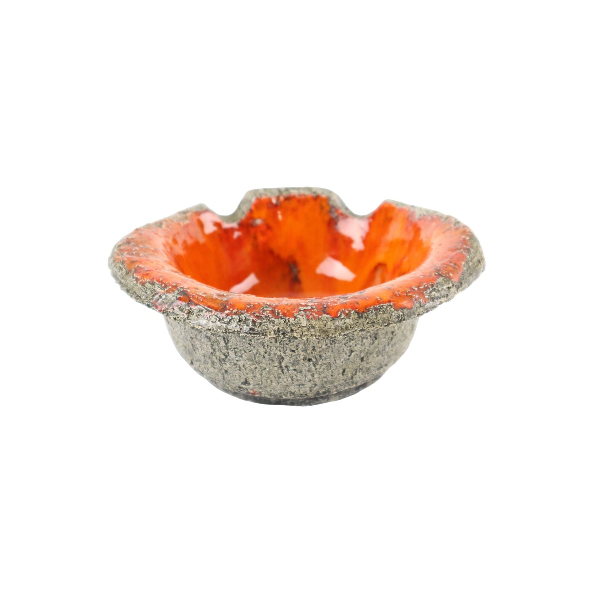 Jan Van Erp Earthenware Ashtray Vide Poche Orange Fat Lava 15cm