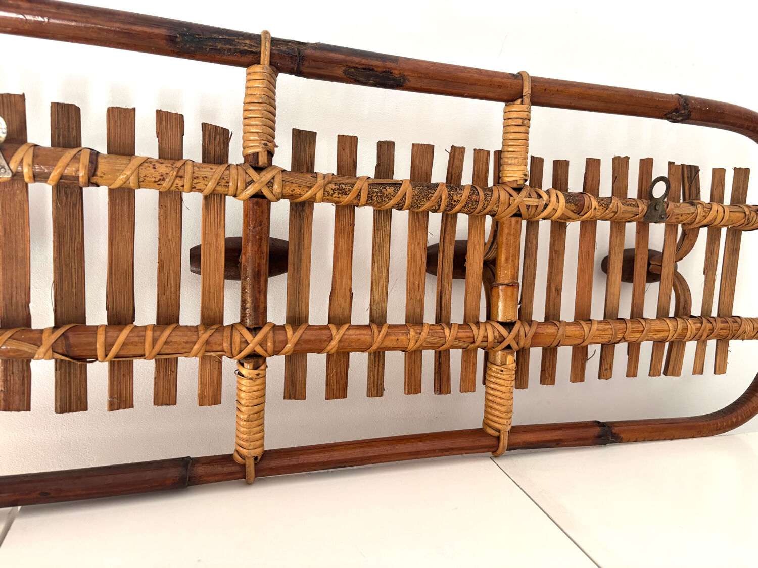 Bamboo and rattan coat rack Olaf von Bohr