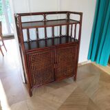 Support buffet bibus woven rattan 2 doors in caning - vintage 60s/70s