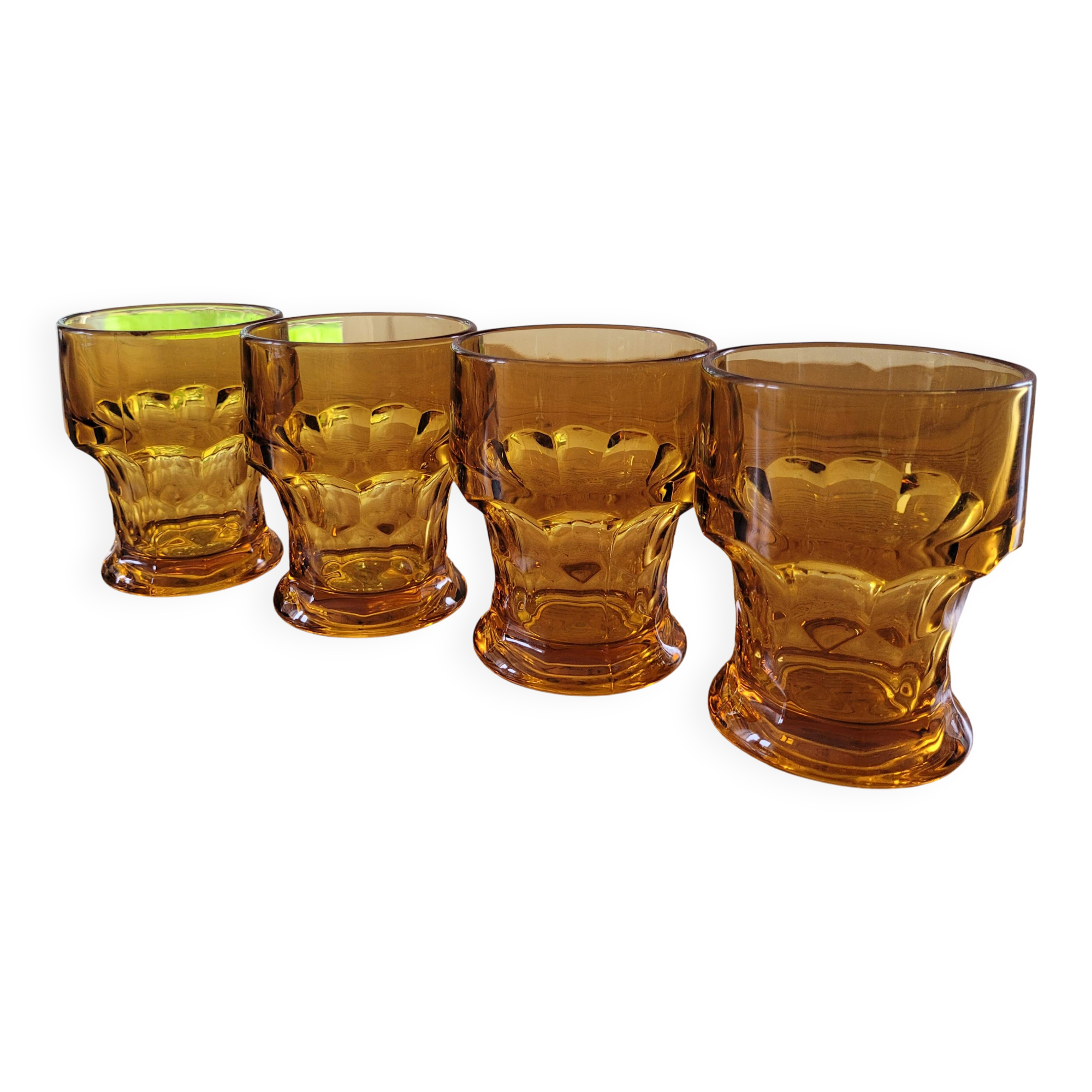 Lot de 4 verres ambrés vintage, Italy