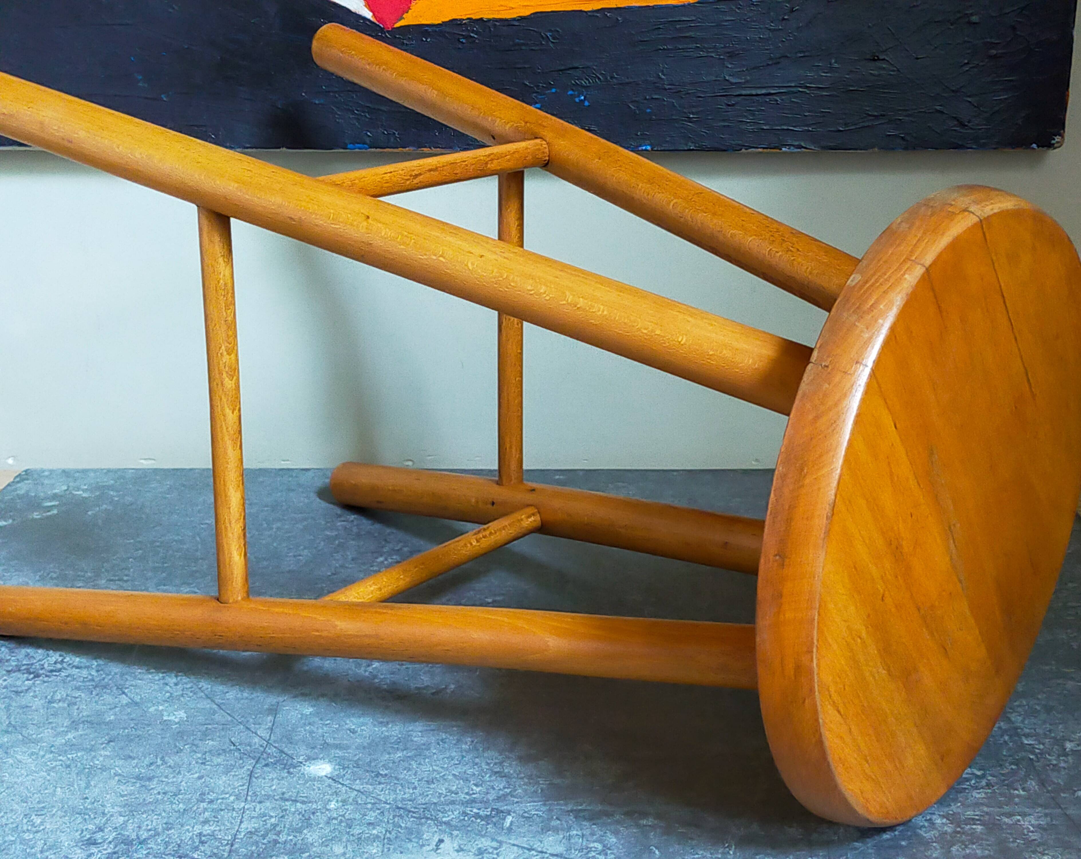 Vintage blond wooden stool
