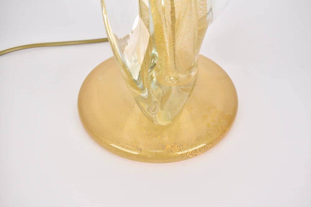 Vintage Murano glass table lamp with gold glitter