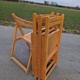 Set of 4 Folding Chairs in Wood and Plywood