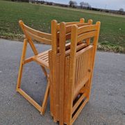 Set of 4 Folding Chairs in Wood and Plywood