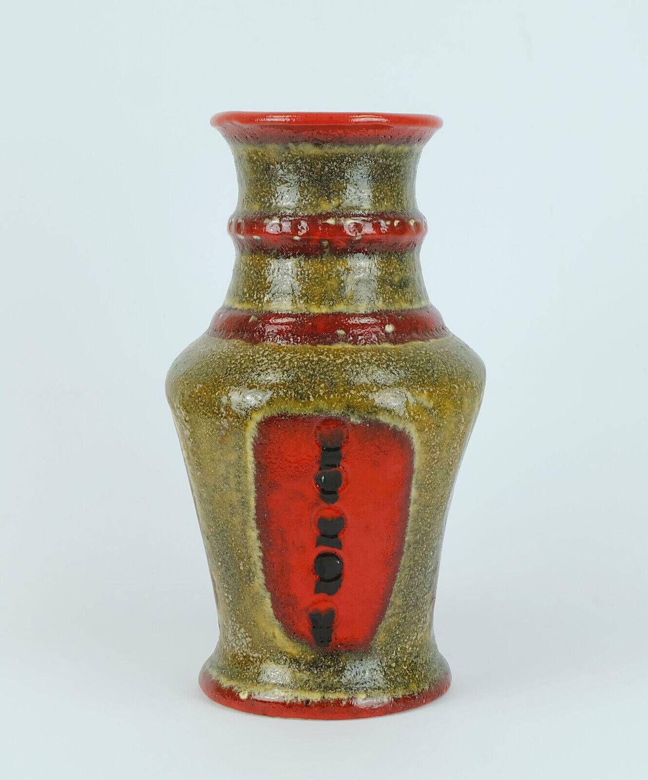 Vintage 1960s 70s vase u-keramik model 593/30 red brown green black wgp