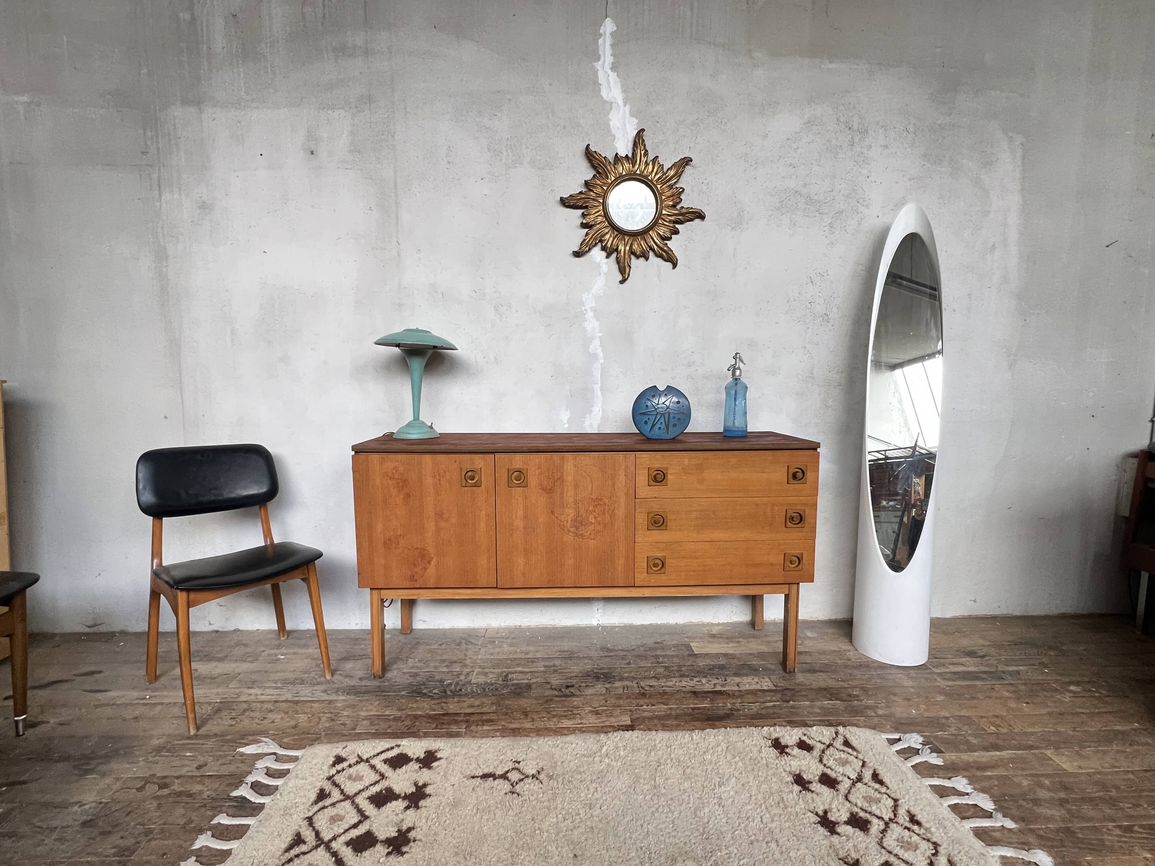 Vintage modernist French teak TV/hifi cabinet