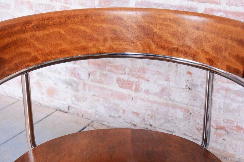 Bauhaus Armchair in Walnut and Beech by H. Gottwald, 1930s