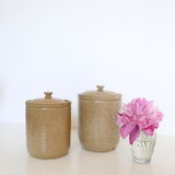 Set of 2 pretty stoneware pots, vintage