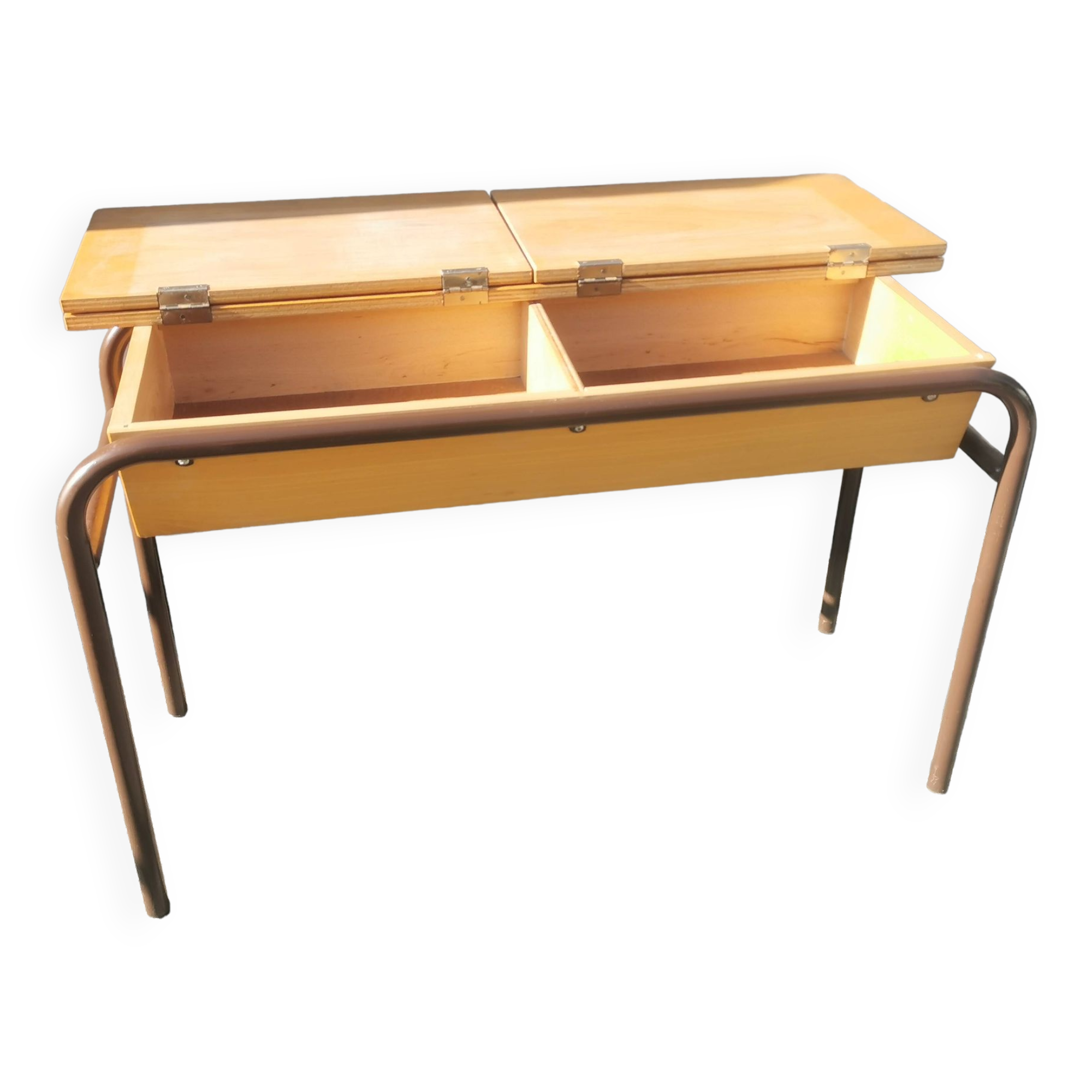 Vintage 2-seater desk with 2 leaves