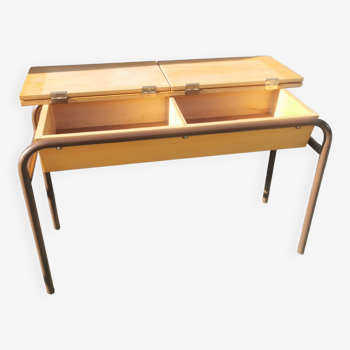 Vintage 2-seater desk with 2 leaves