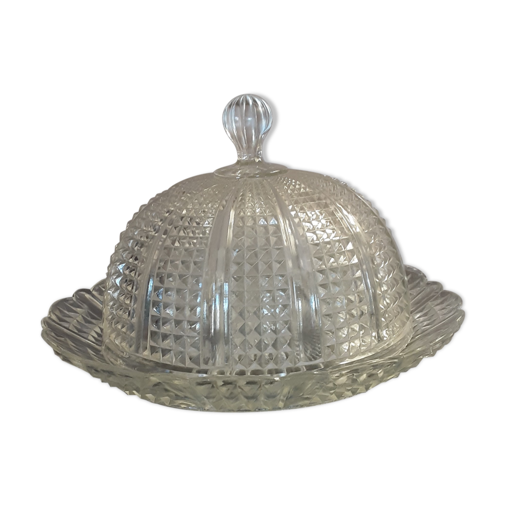 Cloche à Fromage En Verre Avec Plateau - État Impeccable