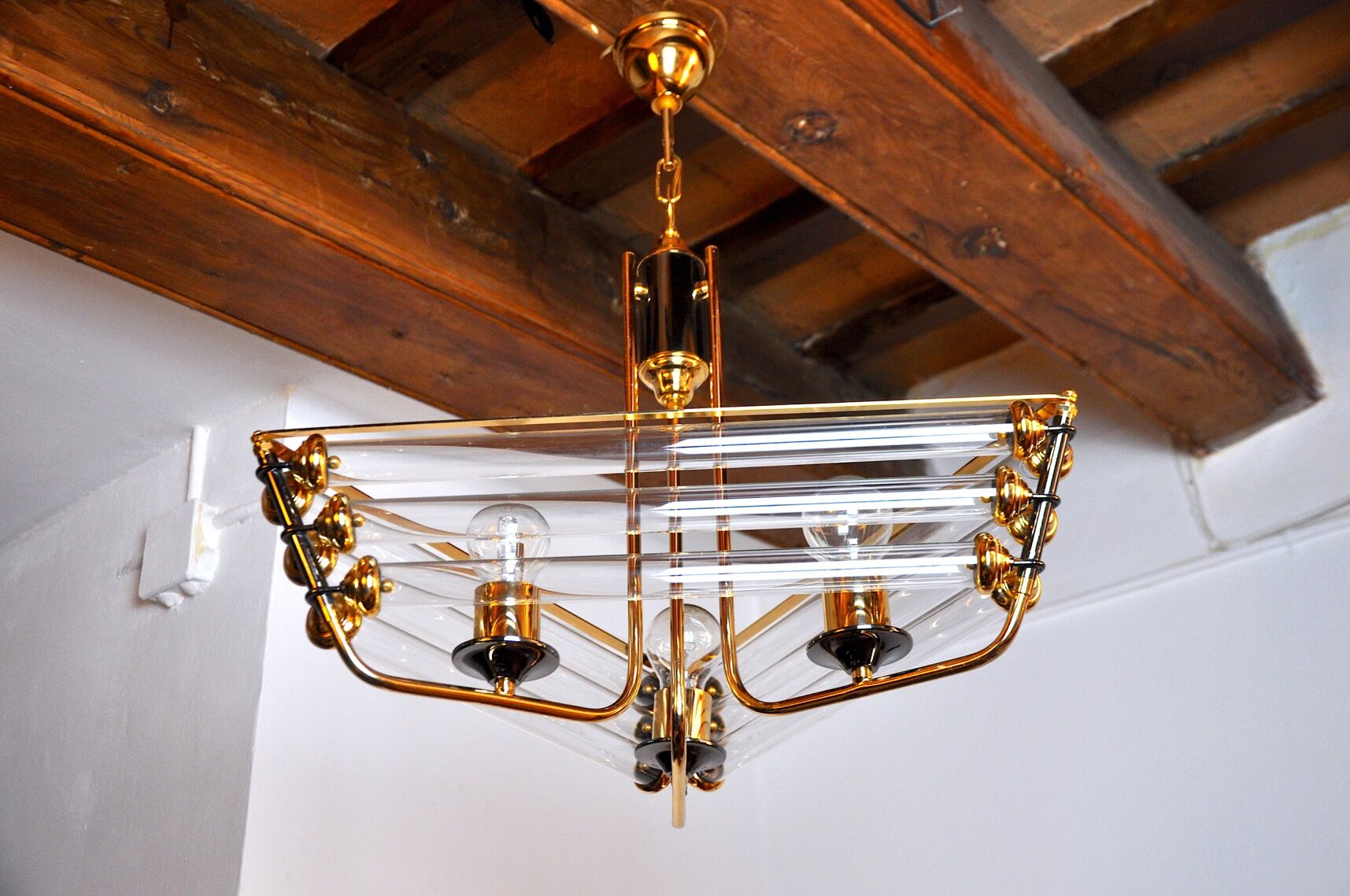 Lustre Venini tubulaire verre de Murano 1970, Italie