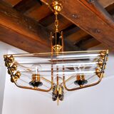 Lustre Venini tubulaire verre de Murano 1970, Italie