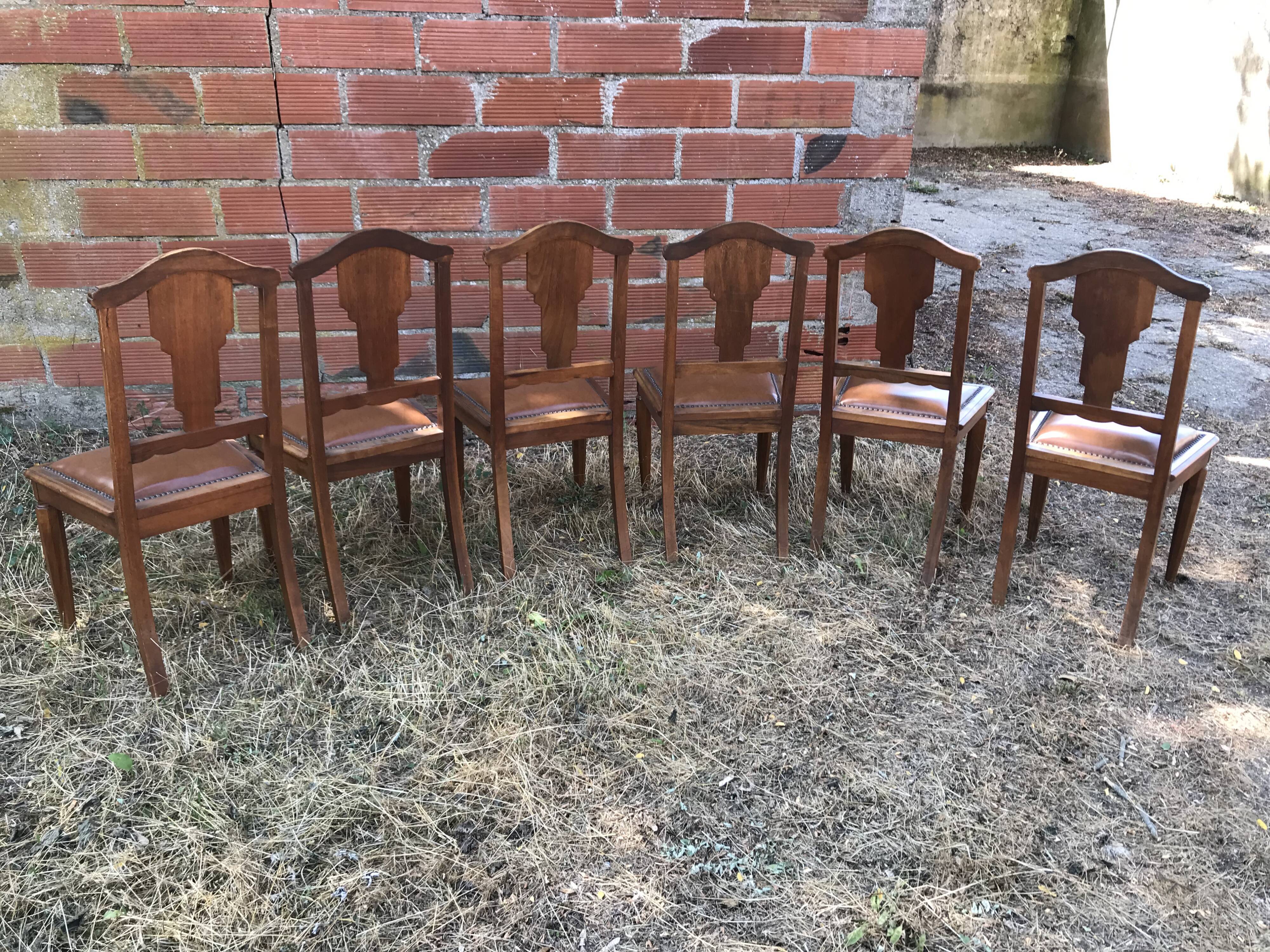Suite of 6 Art Deco-era chairs