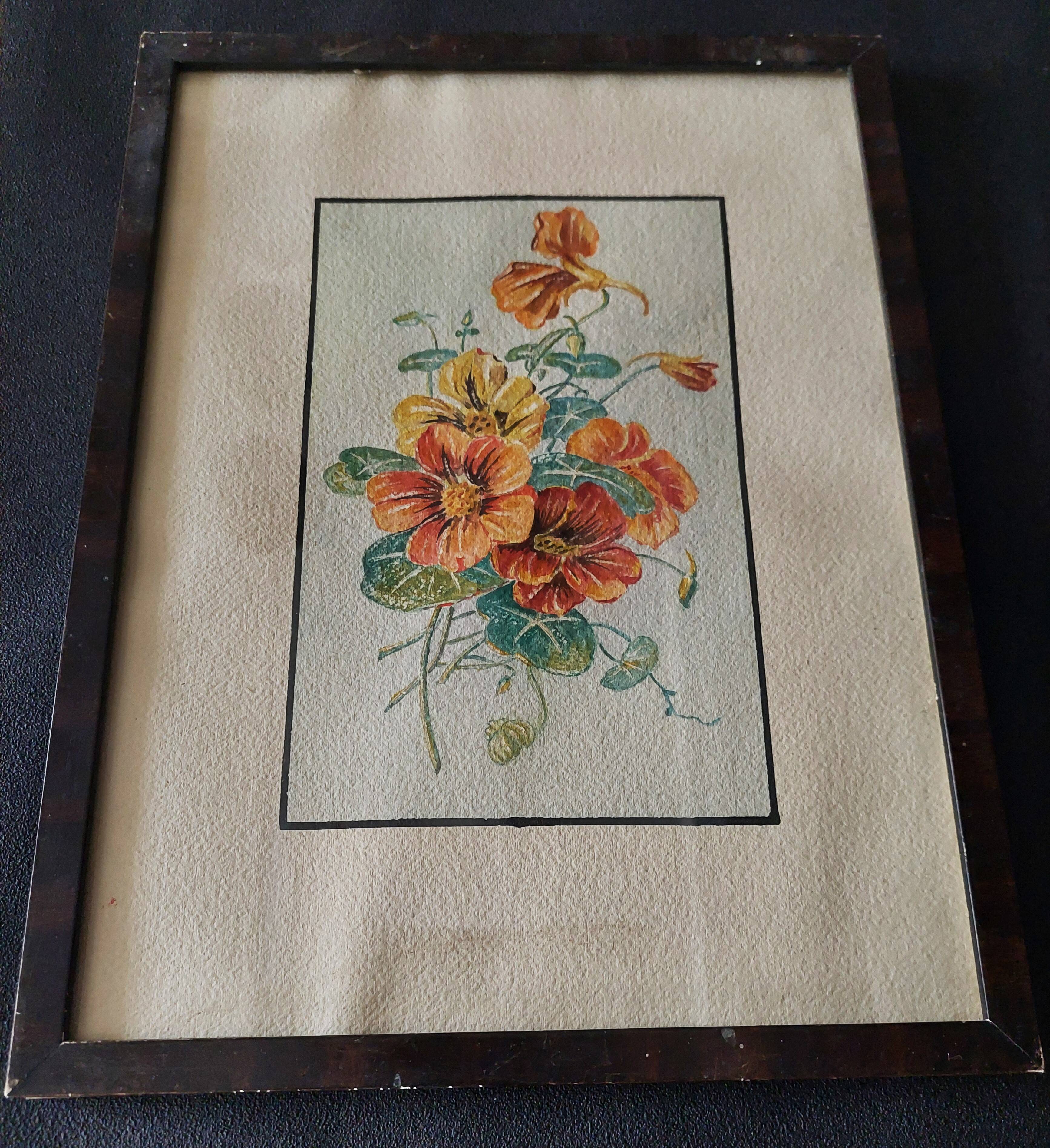 Watercolor bouquet of flowers, first half of the 20th century