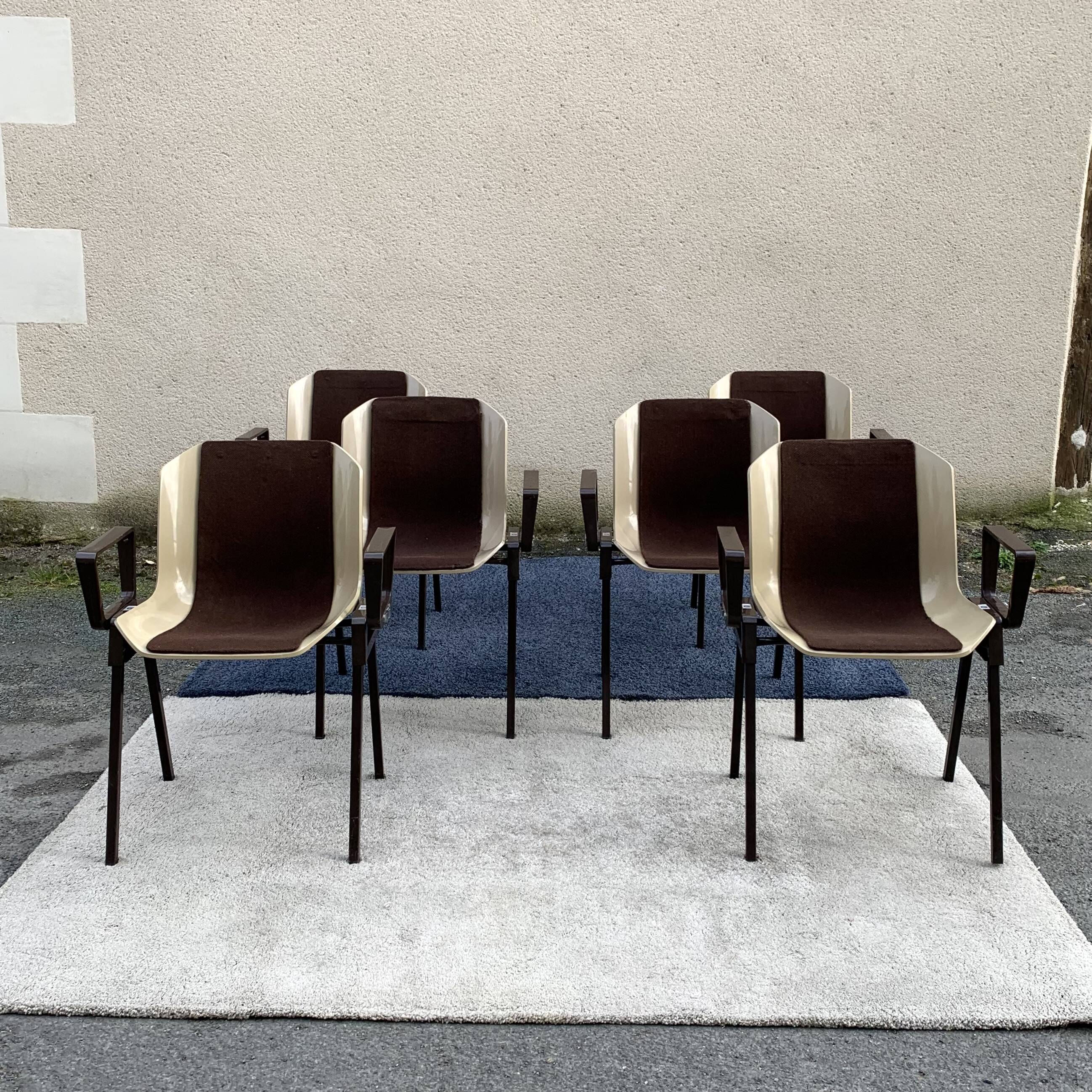 Set of 6 Albert Jacob / Grofillex bridge armchairs 1970