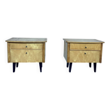 Pair of vintage bedside tables with compass feet