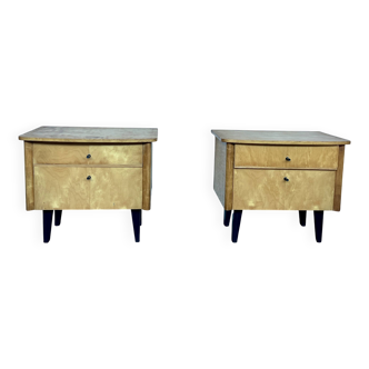 Paire de tables de nuit vintage pieds compas