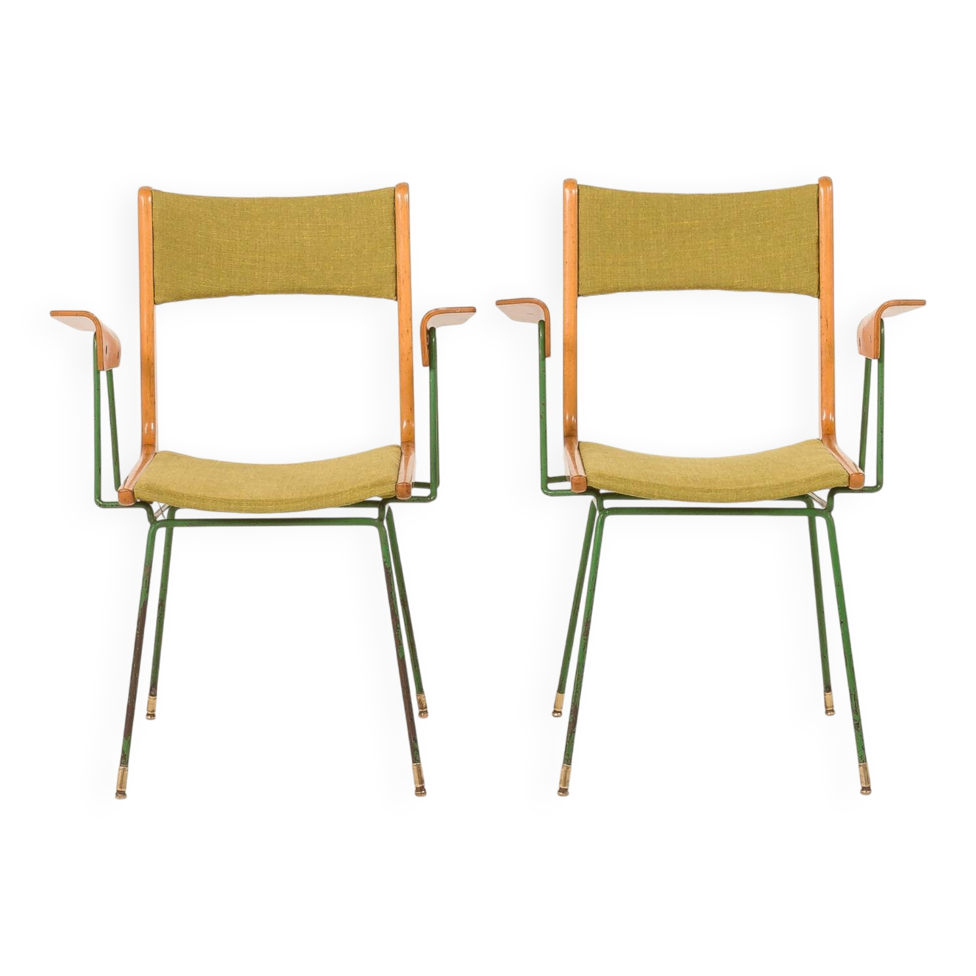 Boomerang chair attr. to Carlo De Carli, set of 2, Italy 1950s
