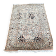 Tapis persan beige laine cachemire d'Inde fait main 127x190cm