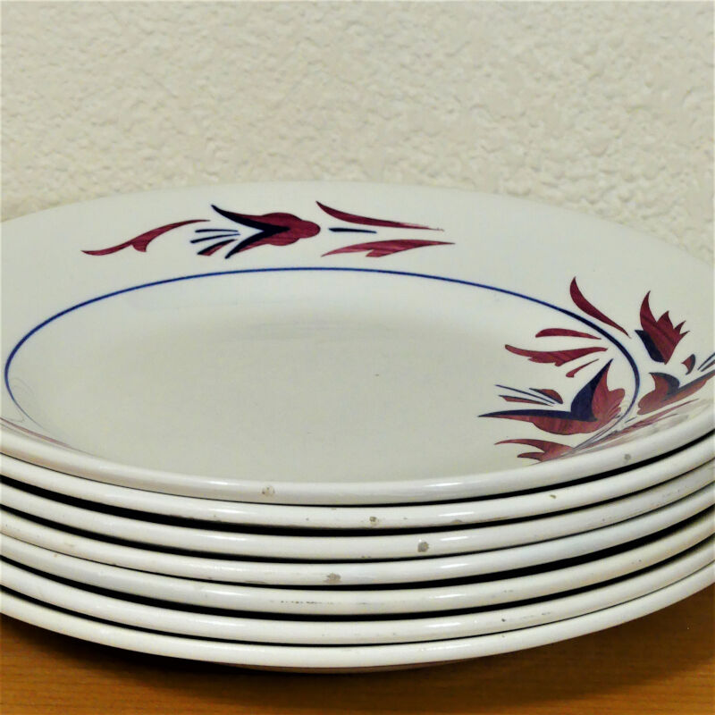 Seven flat plates model "Provence" Niderviller - Old plates Niderviller