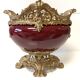 Antique Napoleon III Centrepiece Jardinière in Gilded Metal and Faience