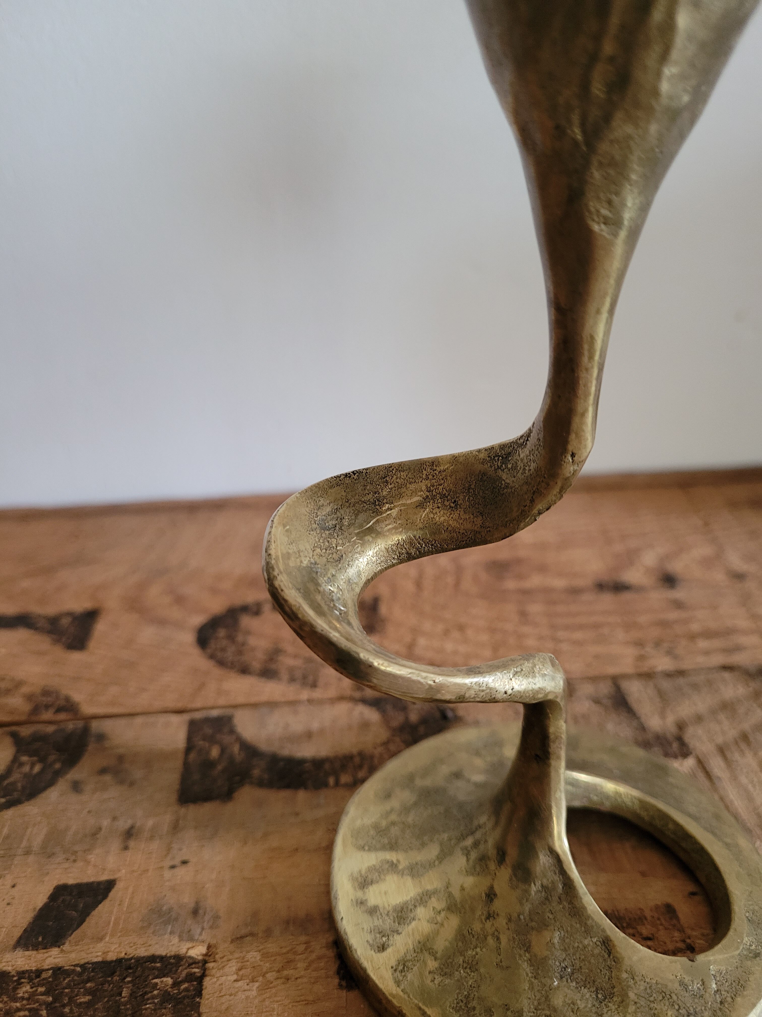 Art Deco bronze snake candle holder