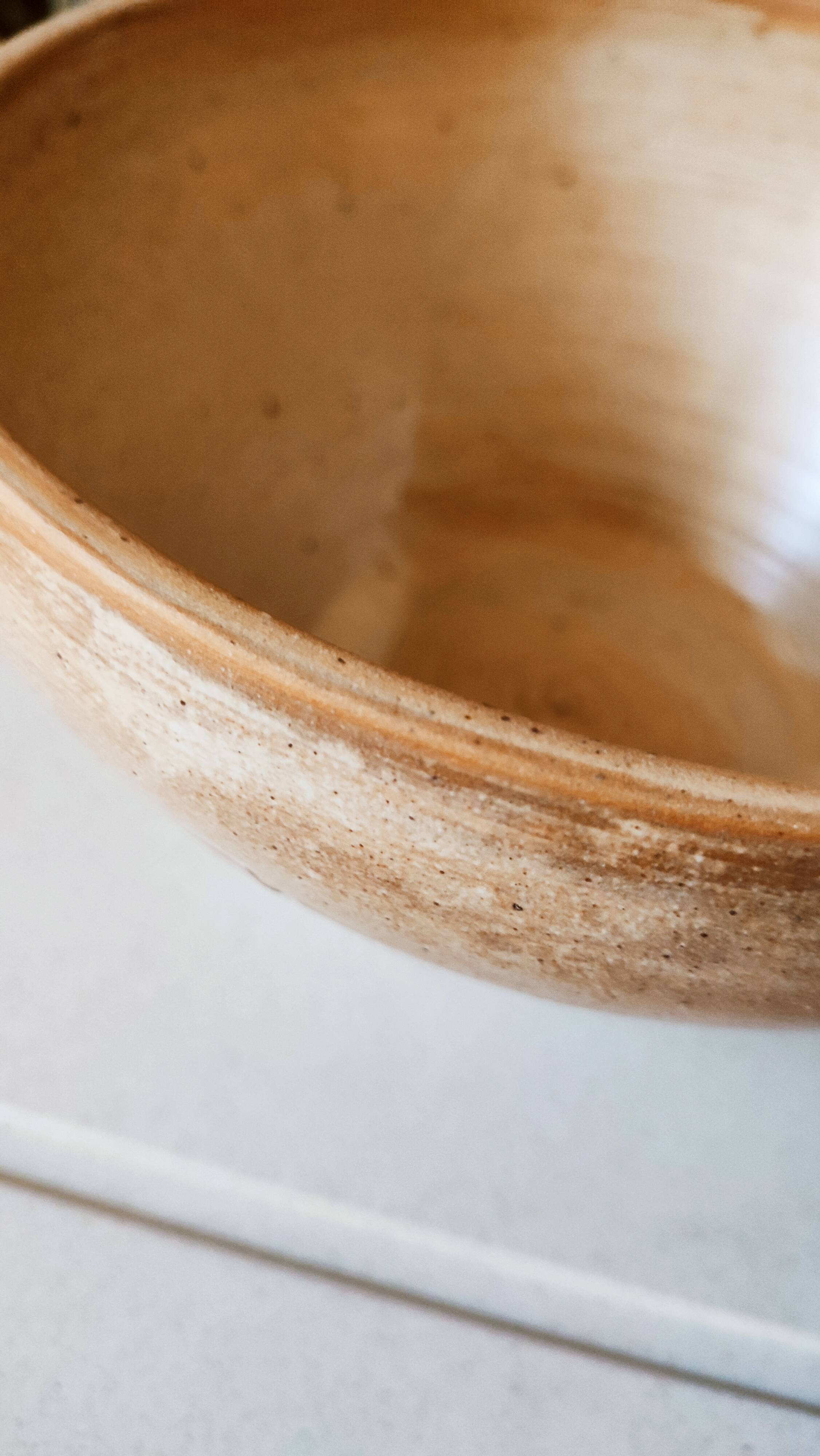 Hand-turned stoneware salad bowl