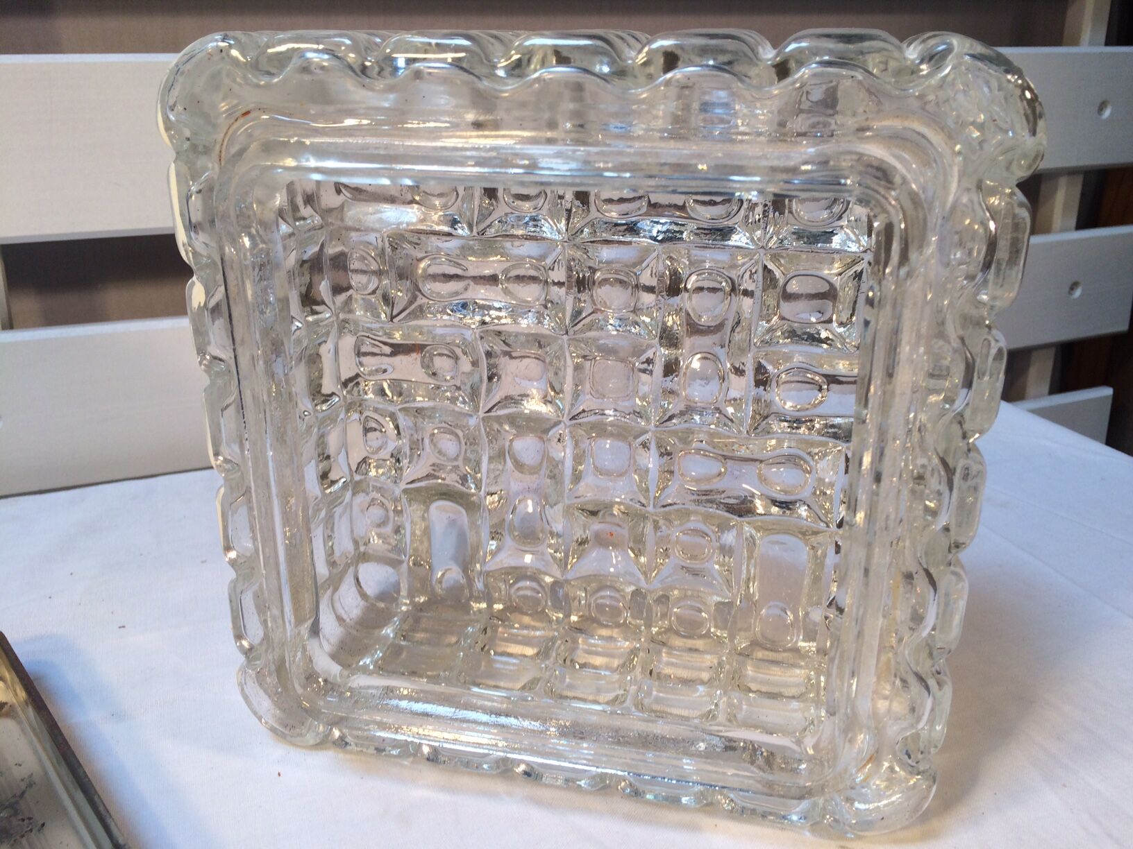 Vintage moulded glass ceiling light - 1970s