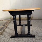 Table set and 6 solid pine chairs repainted and patinated black