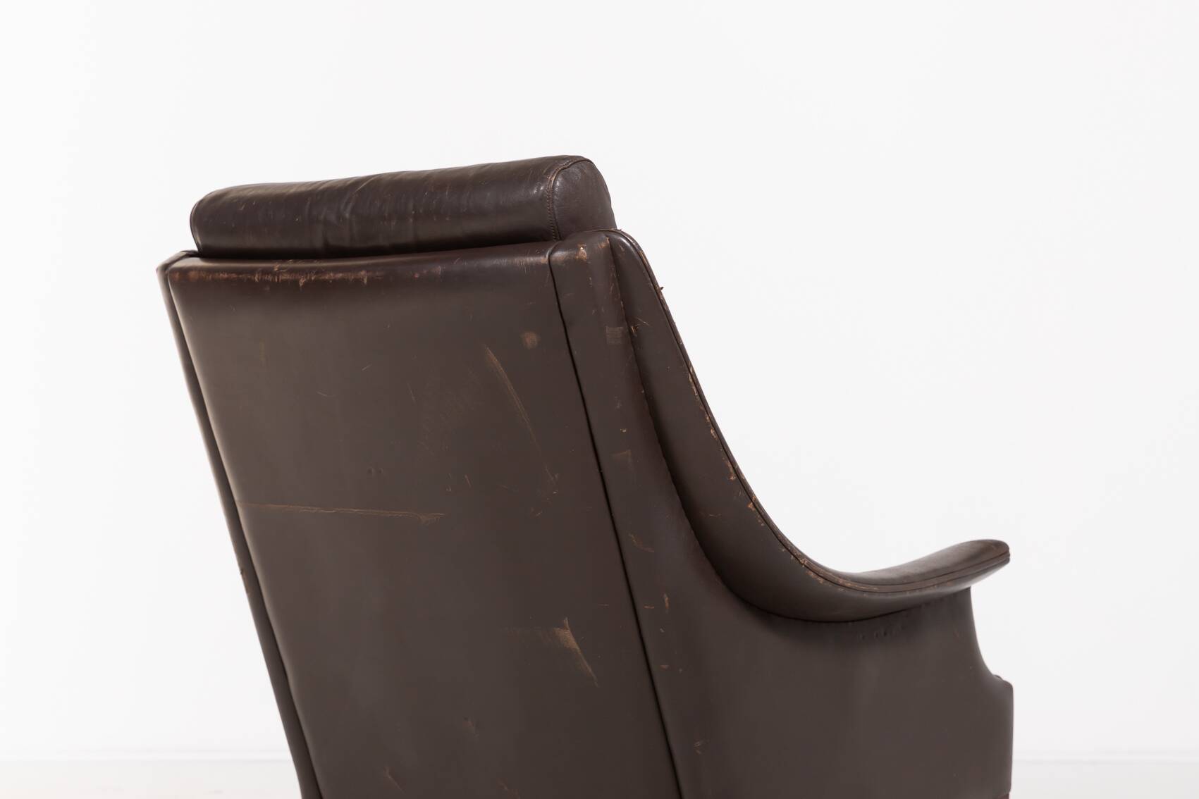 Fauteuil danois en cuir marron, 1960