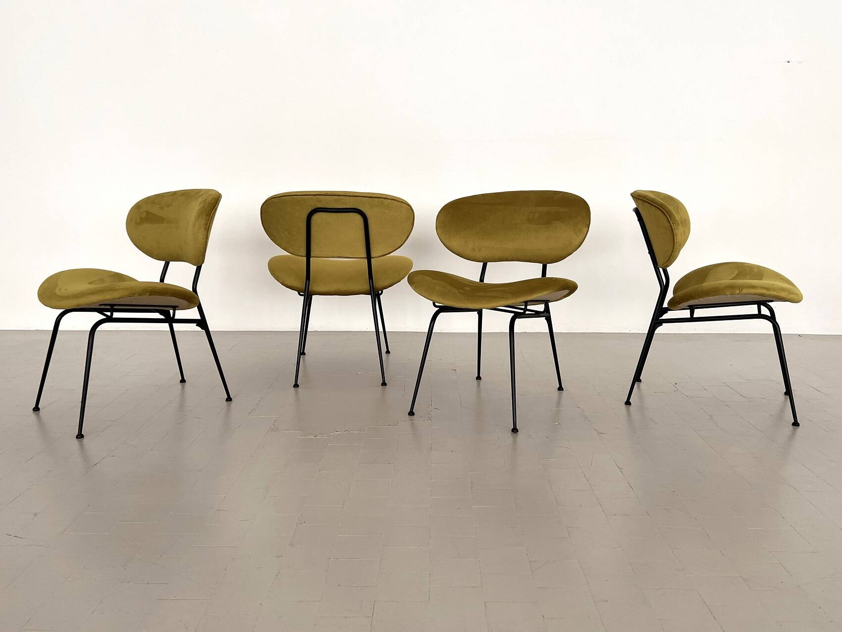 Italian Reupholstered Lounge Chairs, Set of 4pcs.