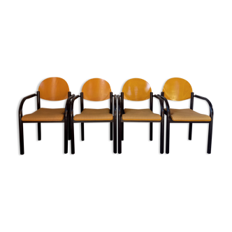 Suite de 4 fauteuils vintage Baumann Dialog années 90