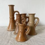 Stoneware candle holders x5
