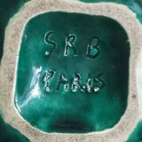 Ancien cendrier céramique vert doré signé SRB paris
