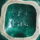 Old green and gold ceramic ashtray signed SRB Paris