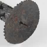 Brutalist wrought iron candlestick, European craftsmanship, 1960s