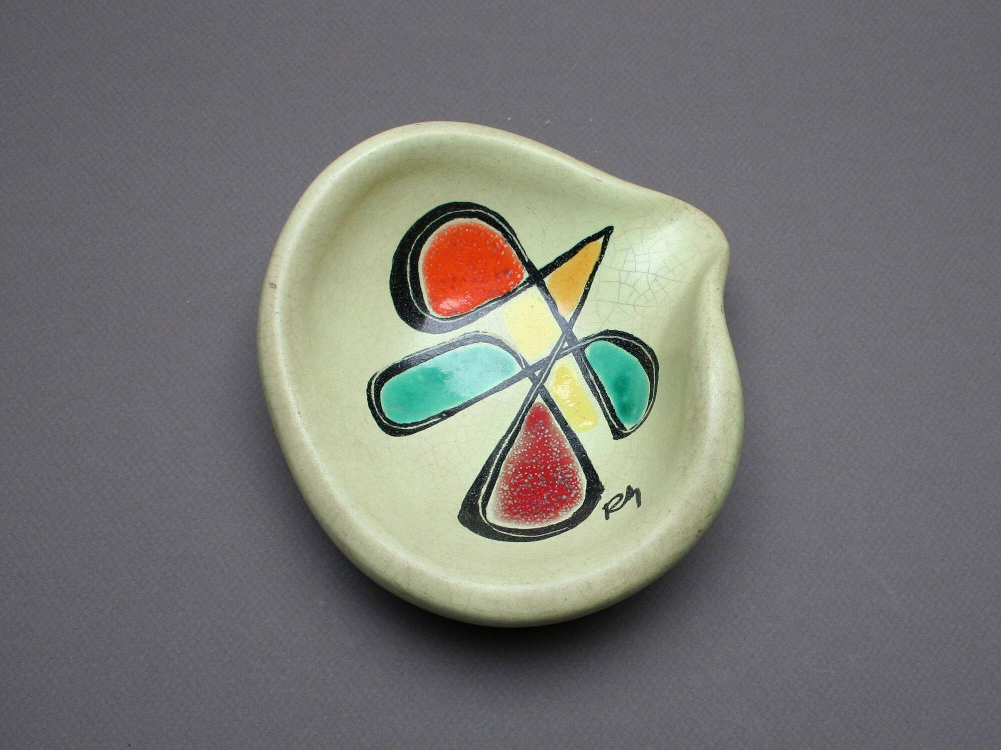 Empty pocket signed in pottery abstract pattern 1950s