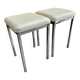 Pair of vintage 1980 chrome stools with white faux leather in very good condition.