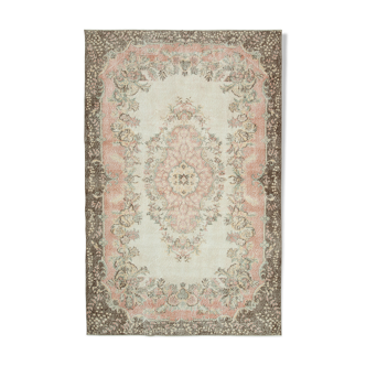 Tapis décoratif beige oriental fait à la main 193 cm x 302 cm - 25049