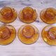 Lot of 6 coffee cups and vintage smoked orange subcups