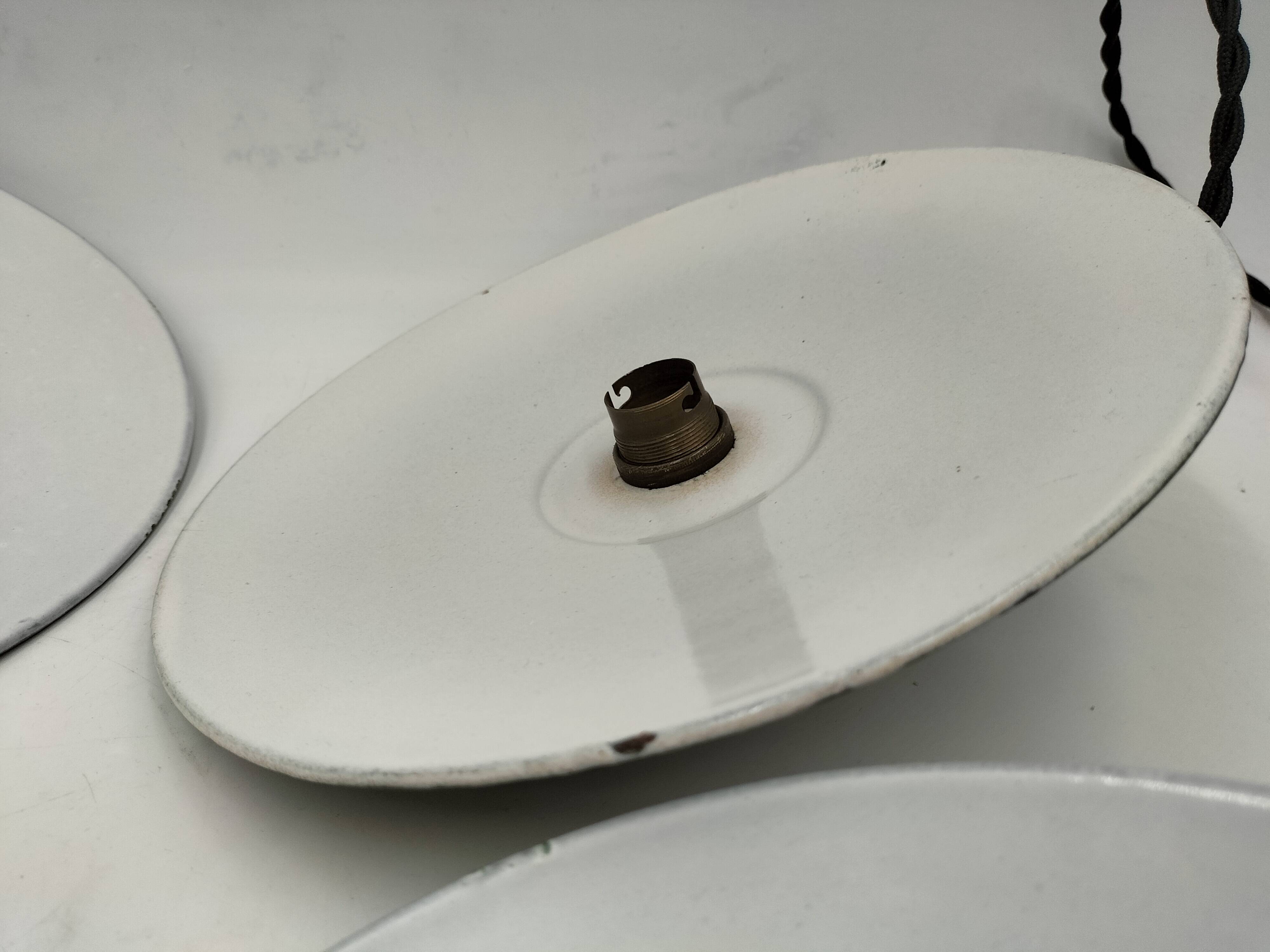 Enameled sheet metal pendant lights