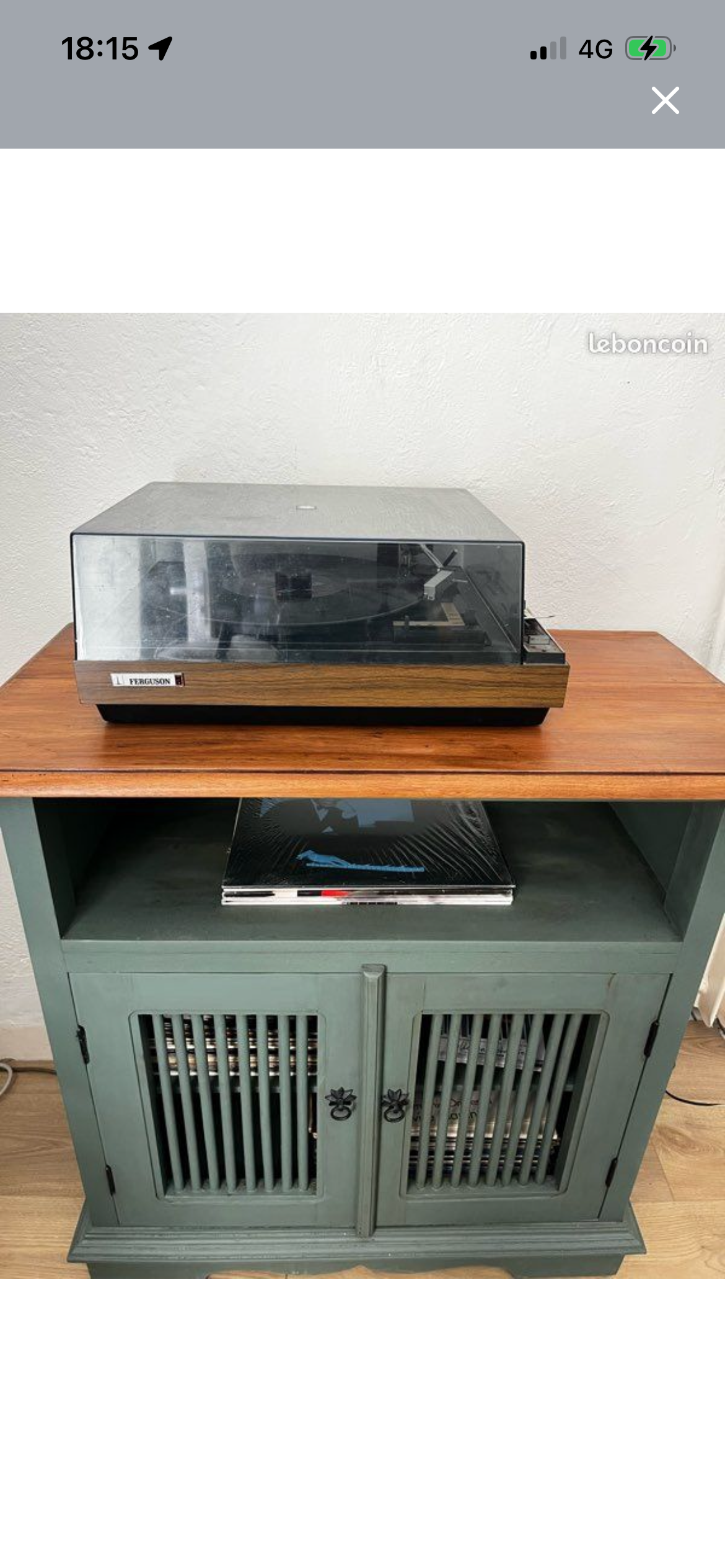 Meuble vintage relooké vert sauge et bois