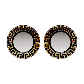 Pair of decorative round mirrors Ø 100cm