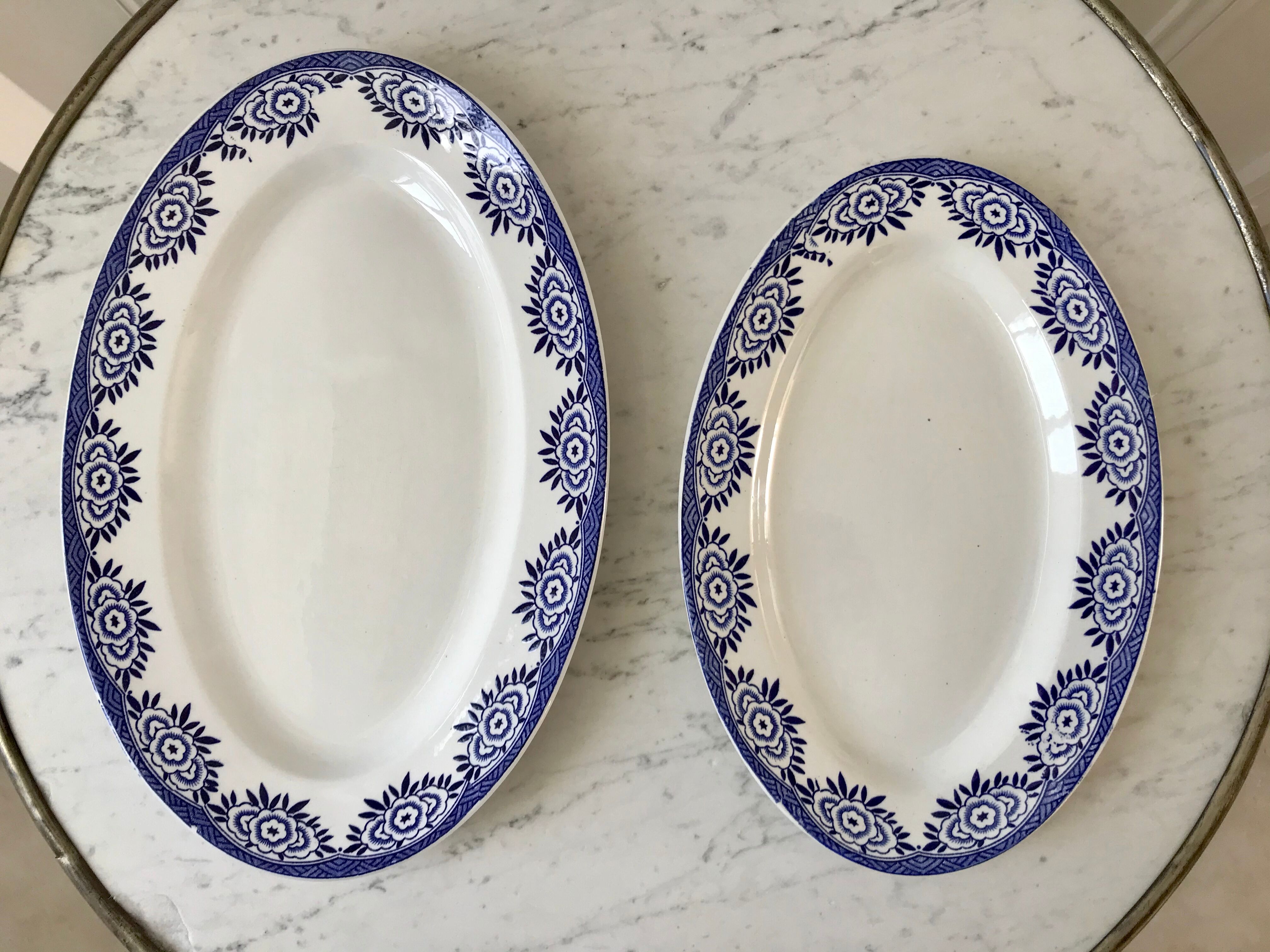 Duo of dishes Terre de Fer Sarreguemines model "Capri" Casino early twentieth century