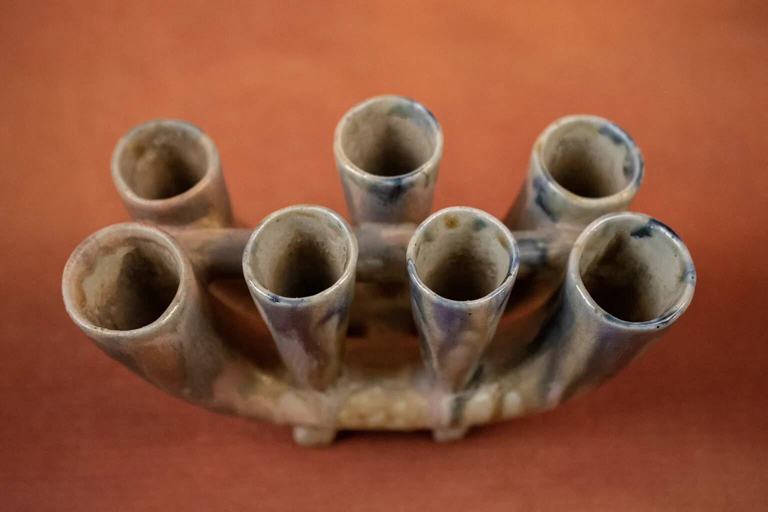 Art Nouveau flower pot in flamed stoneware by Charles Greber