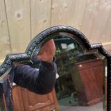 Table mirror to place in silver metal